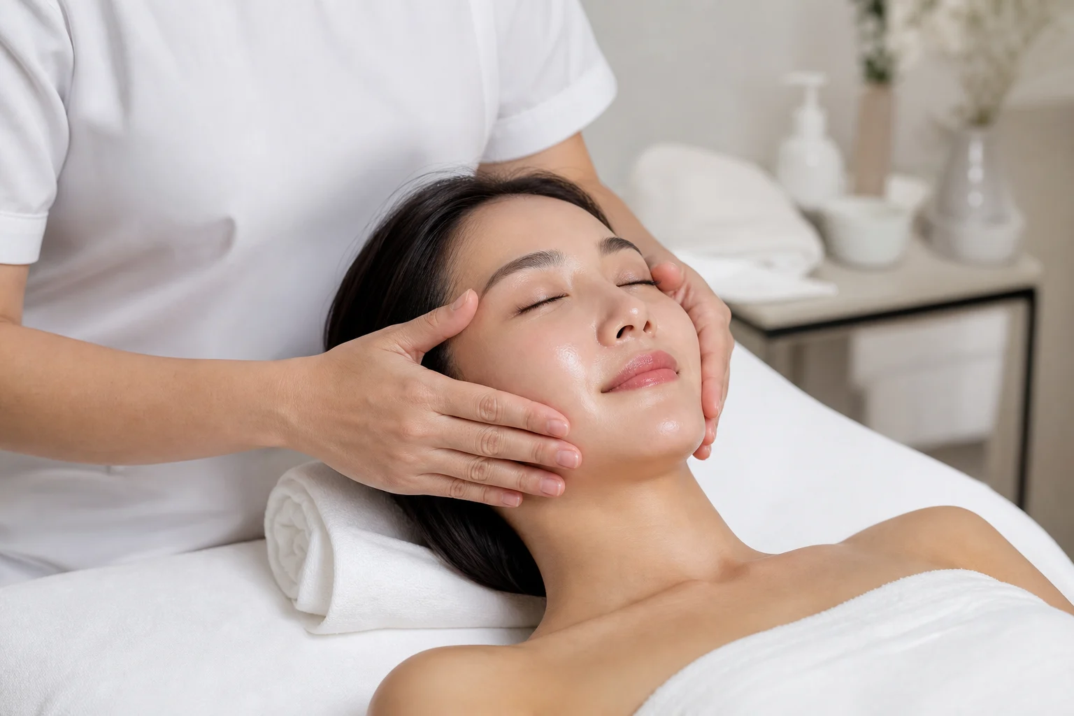 Ultra-realistic luxury Thai spa treatment room prepared for traditional Thai massage