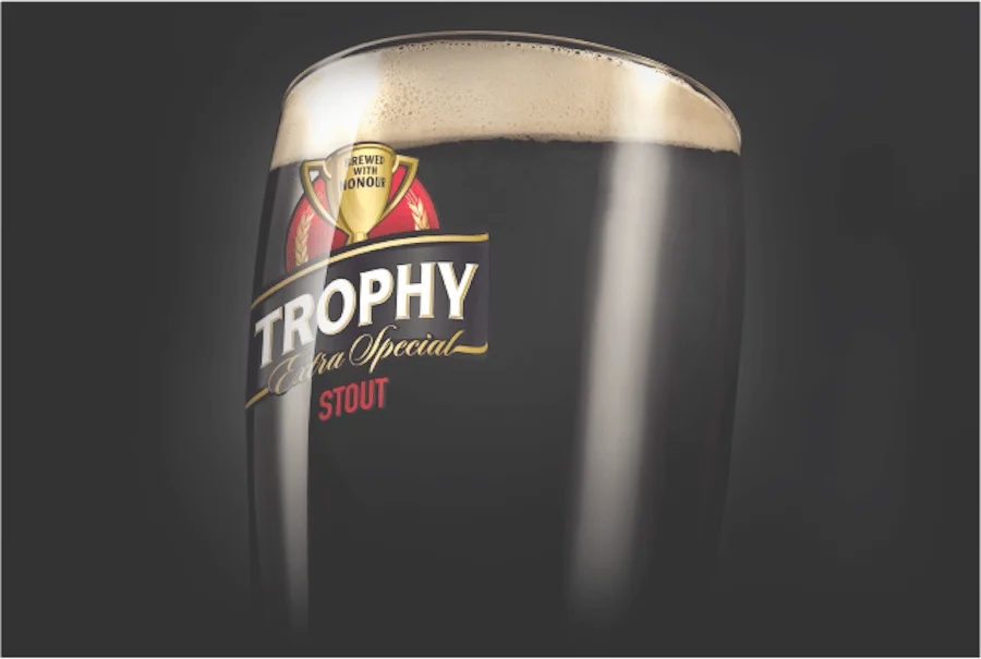 Trophy Extra Special Stout campaign bottle artwork